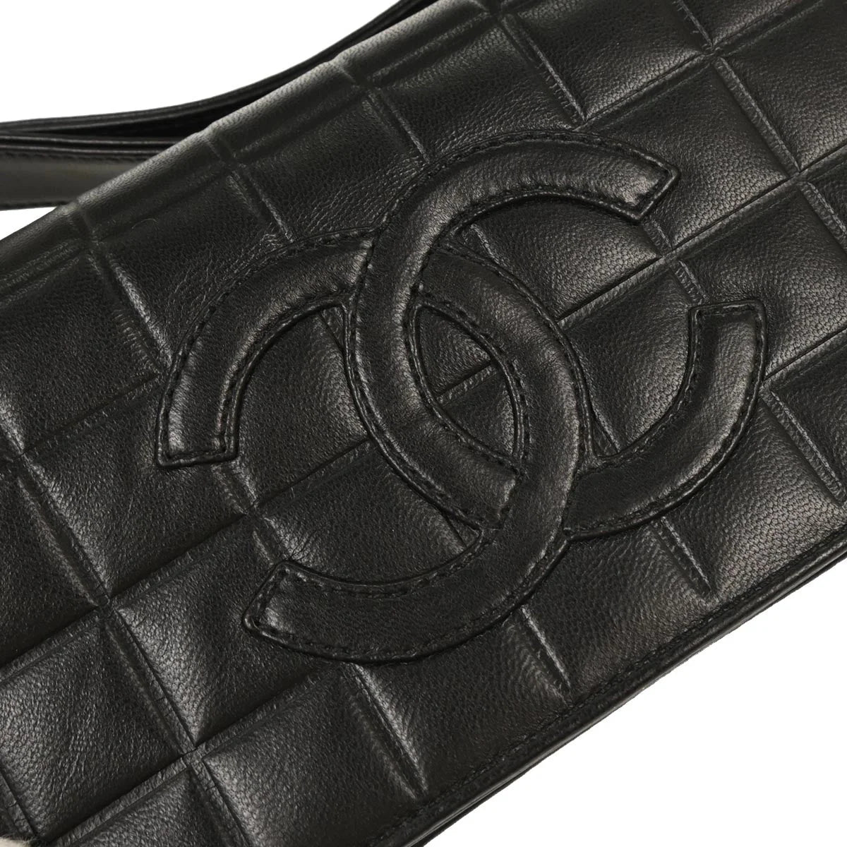 Chanel 2000-2001 Black Lambskin Choco Bar Shoulder Bag